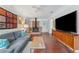 Charming living room with a fireplace and stylish gray sofa at 2493 Springdale Rd, Atlanta, GA 30315