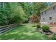 Well-manicured backyard with artificial turf, fence, and playset in background at 435 Grenock Cir, Atlanta, GA 30328