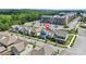 A high-angle view showing the arrangement of houses, streets and nearby amenities at 9990 Blackfriars Rd, Douglasville, GA 30135