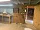Unfinished basement with plywood walls and door to exterior at 106 E Wade St, Oxford, GA 30054