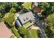Aerial view of a home with a pool, backyard, driveway, and well-maintained landscaping at 1180 Branch Water Ct, Dunwoody, GA 30338