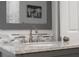 New bathroom sink featuring marble countertop and stainless steel faucet and backsplash at 2100 Shady Ln, Tucker, GA 30084