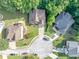 Beautiful aerial view of suburban homes with mature trees and well-maintained lawns in a cul-de-sac at 4375 Split Creek Dr, Douglasville, GA 30135