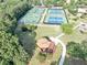 Scenic view of a community area with tennis courts, walking paths, and a gazebo at 4375 Split Creek Dr, Douglasville, GA 30135