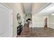 Inviting entryway with soaring ceilings, wood floors, and views of the living area at 4375 Split Creek Dr, Douglasville, GA 30135