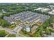 An aerial view of the residential community featuring the pool and pond at 240 Walker Ave, Roswell, GA 30076