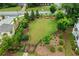A fenced dog park with landscaping, dog waste station, and shade trees at 240 Walker Ave, Roswell, GA 30076