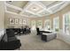 A bright office space featuring a coffered ceiling, and multiple windows at 3740 Lake Enclave Way, Atlanta, GA 30349