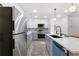 Modern kitchen features stainless steel appliances, white and gray cabinetry, and a stylish backsplash at 1770 Atherton Dr, Decatur, GA 30035