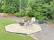 Backyard fire pit surrounded by chairs, set in a stone area with lush green landscaping at 3459 Clubland Dr, Marietta, GA 30068