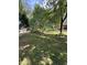 Large backyard with green grass and mature trees, enclosed with chain link fencing at 2266 Eastgate Dr, Snellville, GA 30078