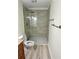 Updated bathroom with glass-enclosed shower and stylish fixtures at 1503 Wingate Way # 1503, Sandy Springs, GA 30350