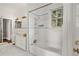 Bathroom with vintage features, including tiled floor, and shower/tub combo at 5128 Lavista Rd, Tucker, GA 30084