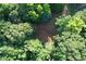 Aerial view of the treed property and a cleared area at 6675 Millwood Rd, Cumming, GA 30041