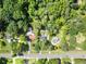 Wide aerial shot displays sprawling greenery, a home, and a road with vehicle traffic at 14301 Veterans Memorial Highway, Villa Rica, GA 30180