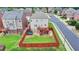 Aerial view of a fenced backyard with a deck, trampoline, and green grass at 2425 Delamore Chase, Duluth, GA 30097