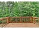 Wooden deck overlooks a backyard with lush trees at 7760 Hansel Ln, Lithonia, GA 30058