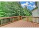 Wood deck with wooded view from the backyard at 7760 Hansel Ln, Lithonia, GA 30058