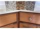 Close up of cabinet door samples with new countertops, showcasing design selections at 2123 Floral Ridge Dr, Dacula, GA 30019