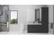 Bathroom featuring a glass shower, modern vanity, and contemporary fixtures at 654 Longleaf Dr, Atlanta, GA 30342