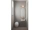 Powder room featuring modern fixtures, a vessel sink, and a stylish accent mirror at 654 Longleaf Dr, Atlanta, GA 30342