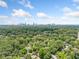 Expansive aerial view of lush green treetops with Atlanta skyline, perfect setting at 1482 N Decatur Ne Rd, Atlanta, GA 30306