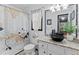 Contemporary bathroom with a modern vessel sink and shower with patterned curtain at 12 Ranger Se Rd, Cartersville, GA 30121