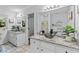 Elegant bathroom featuring dual vessel sinks, white cabinetry, and granite countertops at 12 Ranger Se Rd, Cartersville, GA 30121