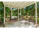 Comfortable outdoor seating area under a shaded pergola with wooded views at 12 Ranger Se Rd, Cartersville, GA 30121