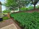 A backyard view with an outdoor dining set, small lawn, and landscaped garden in a well-maintained outdoor space at 1067 Brownstone Dr # 23, Marietta, GA 30008