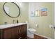 Powder room features vanity and modern sink at 2004 Spicers Ln, Woodstock, GA 30189