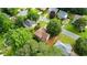 Aerial view of a neighborhood featuring well-maintained homes surrounded by mature trees and green spaces at 1593 Poplarwood Lane Northwest Ln, Lawrenceville, GA 30043