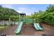 Community playground with two slides and adjacent swimming pool is an added bonus for residents at 307 Cochin Dr, Woodstock, GA 30188