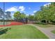 Community tennis courts with well-maintained red and green courts, black fencing, and lush landscaping at 2584 Grayton Loop, Villa Rica, GA 30180