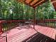 Outdoor wooden deck surrounded by lush trees and greenery at 2065 Sandgate Cir, Atlanta, GA 30349