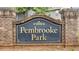 Decorative brick and gold sign for the Pembrooke Park neighborhood at 556 Emporia Loop, Mcdonough, GA 30253