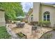 Backyard featuring a stone patio with outdoor seating and landscaping at 5940 Plantation Dr, Roswell, GA 30075