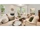 Comfortable living room featuring a cozy fireplace, seating and view to the back yard at 5940 Plantation Dr, Roswell, GA 30075