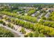 An expansive aerial view reveals a well-planned townhome community with tree-lined streets, providing a serene environment at 1851 Grove Way, Hampton, GA 30228