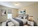 Bedroom with natural light, a stylish bed, and framed artwork on the walls at 1851 Grove Way, Hampton, GA 30228