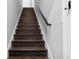 Modern staircase with wooden steps and railing, offering a contemporary design aesthetic at 1971 Centennial Rd, Rutledge, GA 30663