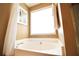 Large bathtub with a window and sheer curtains, and towel rack at 318 Ivy Manor Nw Dr, Marietta, GA 30064