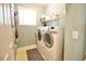Modern laundry room with front-loading washer and dryer and ample storage at 318 Ivy Manor Nw Dr, Marietta, GA 30064