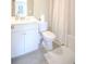 Clean bathroom showcasing a white vanity, toilet, and tile flooring, perfect for a refreshing and bright space at 1420 Baygreen Rd, Suwanee, GA 30024