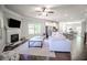 Spacious living room with fireplace and seamless flow to kitchen and dining areas at 1420 Baygreen Rd, Suwanee, GA 30024