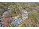 Aerial view of townhomes surrounded by mature trees in a peaceful community at 220 Riverview Trl, Roswell, GA 30075