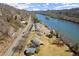 Aerial view of boat ramp and lake parking at 220 Riverview Trl, Roswell, GA 30075