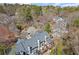 Aerial view of townhome rooftops and decks overlooking landscaped grounds at 220 Riverview Trl, Roswell, GA 30075