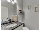 This bathroom features a granite countertop, and modern fixtures at 440 S Alexander St, Buford, GA 30518