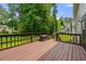 Inviting back deck overlooking the lush backyard and mature trees at 6553 Parkside Way, Tucker, GA 30084